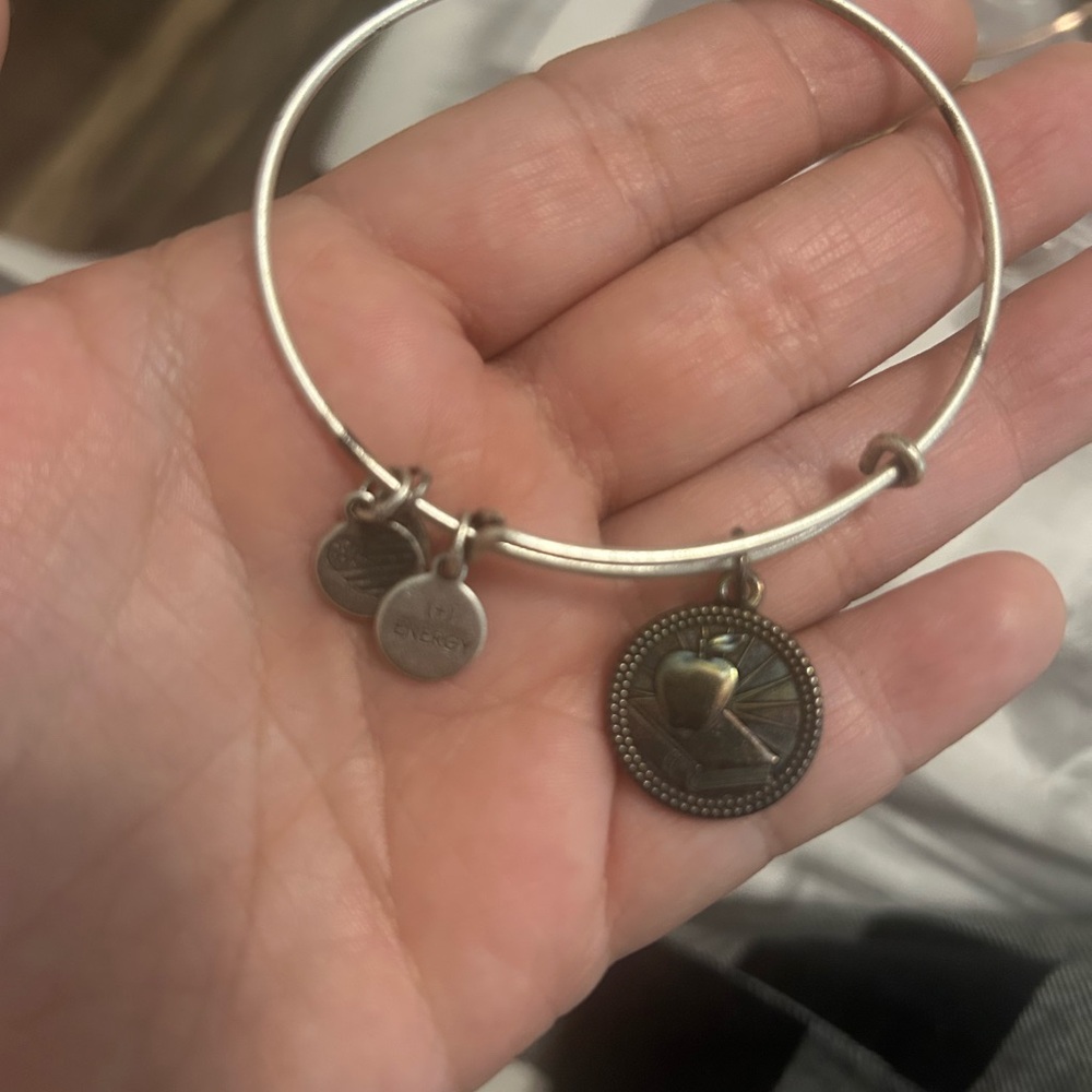 Silver Teacher Charm Bangle Bracelet